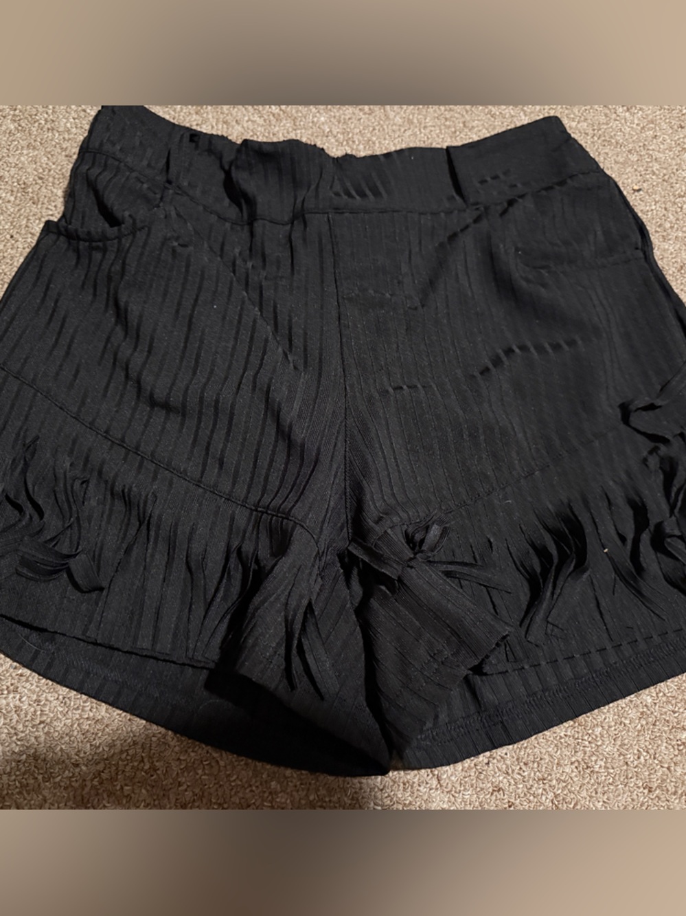 Crazy train small Black Fringe High-Waist Shorts